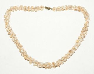 Vintage Hawaii Momi Single Strand Pikake Style Niihau Shell Necklace (BrM) 36 3