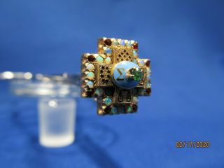 Antique 14k Gold Sigma Pi Cross Pin Emerald Opals Greek Fraternity Badge