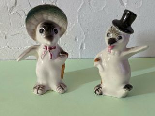 Vintage Anamorphic Penguins Salt And Pepper Shakers