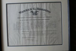 Signed by Warren G Harding 1921 Framed Postmaster Appointment Jackson Co IN 2