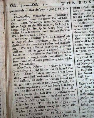 Pre Revolutionary War TENSIONS in Boston 1768 Colonial Massachusetts Newspaper 3