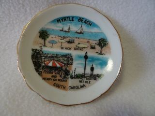 Vintage Myrtle Beach Sc Mini Souvenir Plate - 3.  25 " Diameter - Made In Japan