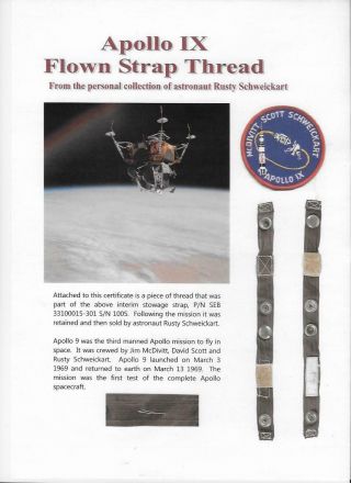 Apollo 9 - Flown Strap Thread Presentation - Ex Astronaut Rusty Schweickart