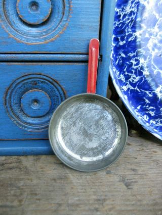 Antique Tin Toy Pan Skillet W Red Handle