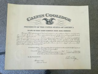 Signed By Calvin Coolidge 1927 Framed Postmaster Appointment Elkton Md Cecil Co.
