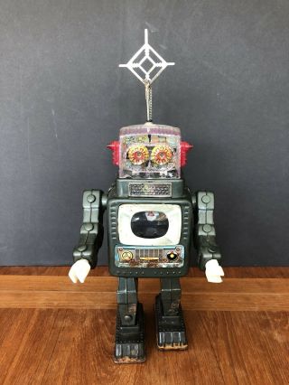 Vintage 1960s Alps Japan Television Space Man Tin Tv Robot