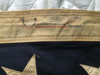 Vintage 57x112 Cloth 48 Star American Flag Bulldog Bunting 2