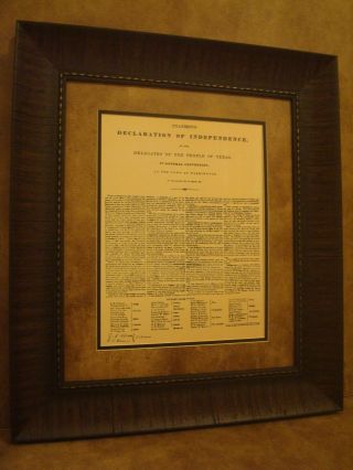 Texas Declaration Of Independence Framed In Rustic Brown Frame