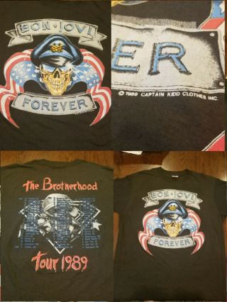 Vintage Bon Jovi Forever The Brotherhood Tour 1989 Spring Ford T - Shirt Size Xl