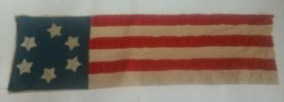 Aook Primitive Handmade Patriotic Americana 6 Star Flag 41 " X 12 " Table Runner