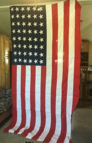 48 Star American Flag Vintage 9.  5’x5’ Huge Valley Forge Usa