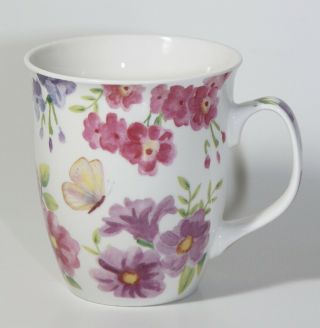 Burton,  Burton Large Coffee Mug Lavender & Pink Flowers Butterfly With Tags