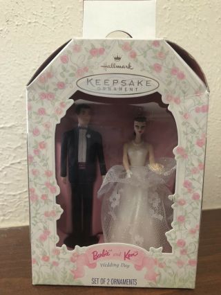 1997 Barbie And Ken Wedding Day Hallmark Keepsake Ornament Set