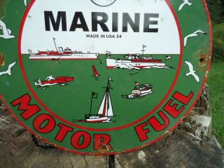 VINTAGE 1954 TEXACO MARINE MOTOR FUEL PORCELAIN GAS OIL SIGN PUMP GAS STATION 3