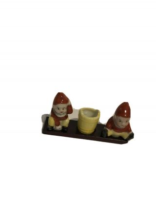 Vtg 1930/40’s Japan Bisque Boy Girl Gnome Elf Pixie Couple Salt & Pepper Set