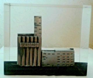 Seaboard Milling Corp.  Grain Silo Souvenir Building,  Metal In Lucite Paperweight