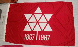 1967 Large Red Canada Centennial Flag 1867 - 1967 -