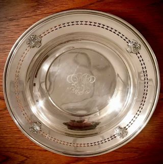 Antique/vintage Sterling Silver Bowl With Floral Basket Design - 9 1/2” - 6.  5t