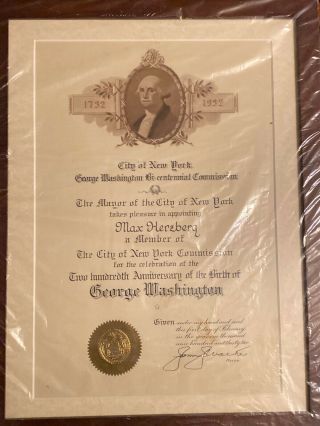 1932 George Washington Bicentennial Commission Max Herzberg