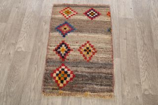 Vintage Geometric Gabbeh Wool Area Rug Hand - Knotted Foyer Oriental Carpet 2x3 2