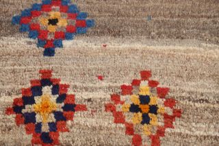 Vintage Geometric Gabbeh Wool Area Rug Hand - Knotted Foyer Oriental Carpet 2x3 3