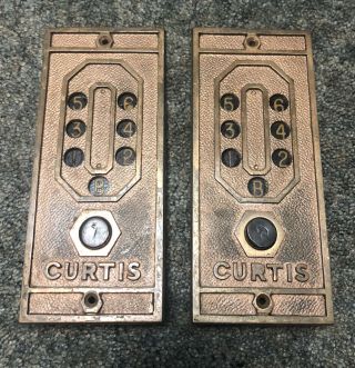 (2) Vintage Antique Curtis Elevator Call Plate
