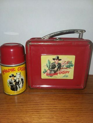 Vintage Hopalong Cassidy Lunchbox And Thermos 1950s Red