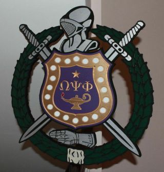 Omega Psi Phi Fraternity - 24 " (inch) Carved Shield (painted)