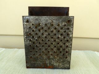 Antique Primitive Vintage Metal Tin Hand Punched Square Grater Country Kitchen
