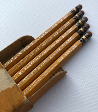 Vintage Eberhard Faber Mongol 482 No.  4 Very Hard Pencil Nos Early 1900s Box Usa