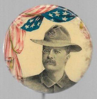 Theodore Roosevelt Very Scarce Rough Rider Political Campaign Pin