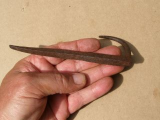 Vtg Antique 19th C Hand Forged Iron Hearth Hook,  Hanging Meat Lamp