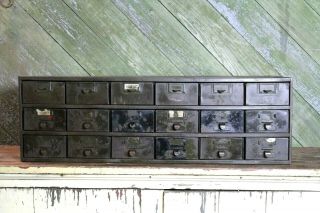 Vintage Metal Industrial Parts Cabinet Cubby Drawer Tool Box Case Old Decor