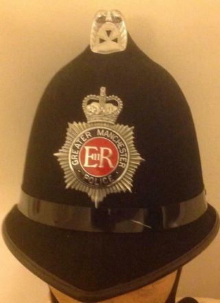 Obsolete British Bobby Coxcombe Helmet Greater Manchester Police