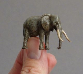 Tiny Vintage Cold Painted Bronze Metal Elephant Miniature Wild Animal Good Luck