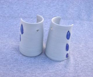 Williamsburg Pottery VA Candle Holder Set 2 Stoneware Hang Or Sit Salt Glaze 5 