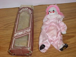 Vintage Porcelain Clown Doll Antique Style