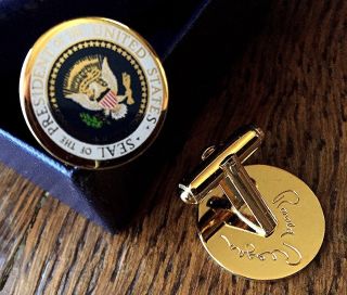 The Authentic Ronald Reagan Signed Full Color Series Presidential Seal Cufflinks