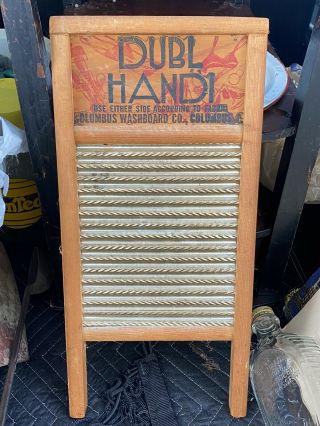 Vintage Dubl Handi Washboard Co Columbus Ohio Wash Board 18 " X 8 1/2 "