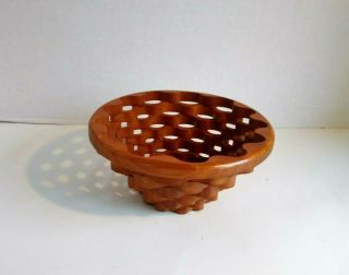 Hand Carved Wooden Small Bowl Hollow Wood Dish 3 5/8”