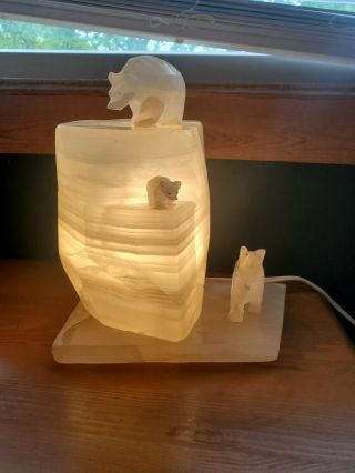Carved Alabaster Polar Bear Lamp 3