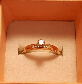 Vintage Solid 14k Yellow Gold Solitaire Diamond Engagement Ring Size 6.  75 6 3/4