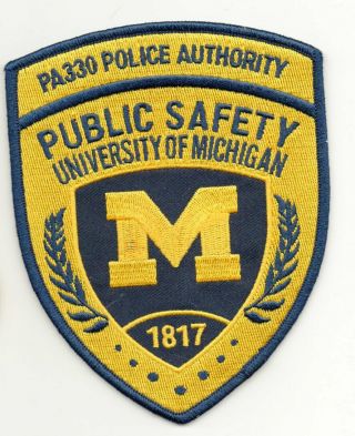 Campus Police Patch University Of Michigan Public Act 330 Police Authority