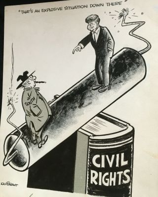 Political Cartoon By Lou Grant – John Kennedy – Civil Rights
