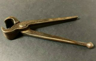 Antique Primitive Hand Forged Pincer Nipper Pliers Tool Blacksmith Metal Iron