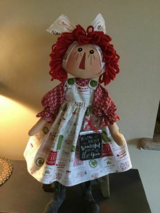 Primitive Raggedy Ann " Christmas In July " Annie Doll