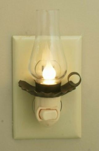 Country Farmhouse Metal Penns Grove Night Light With Glass Chimney Rustic Brown
