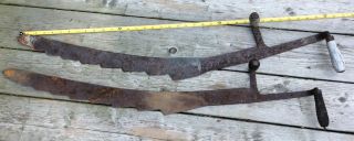 2 Antique Vintage Hay Knife Saw Cutter Primitive Rusty Farm Tool Farmhouse Decor