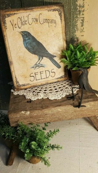 Vintage Primitive Antique Shaker Folk Art Olde Crow Company Seeds Print Canvas