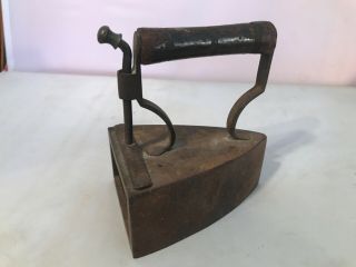 Vintage Coal Heated Flat Sad Iron Small Size 4.  5” Back Slide Latch No Markings